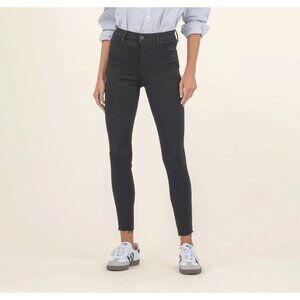 Kut From The Kloth Donna High Rise Ankle Skinny Jeans Black Frayed Hem Size 2P